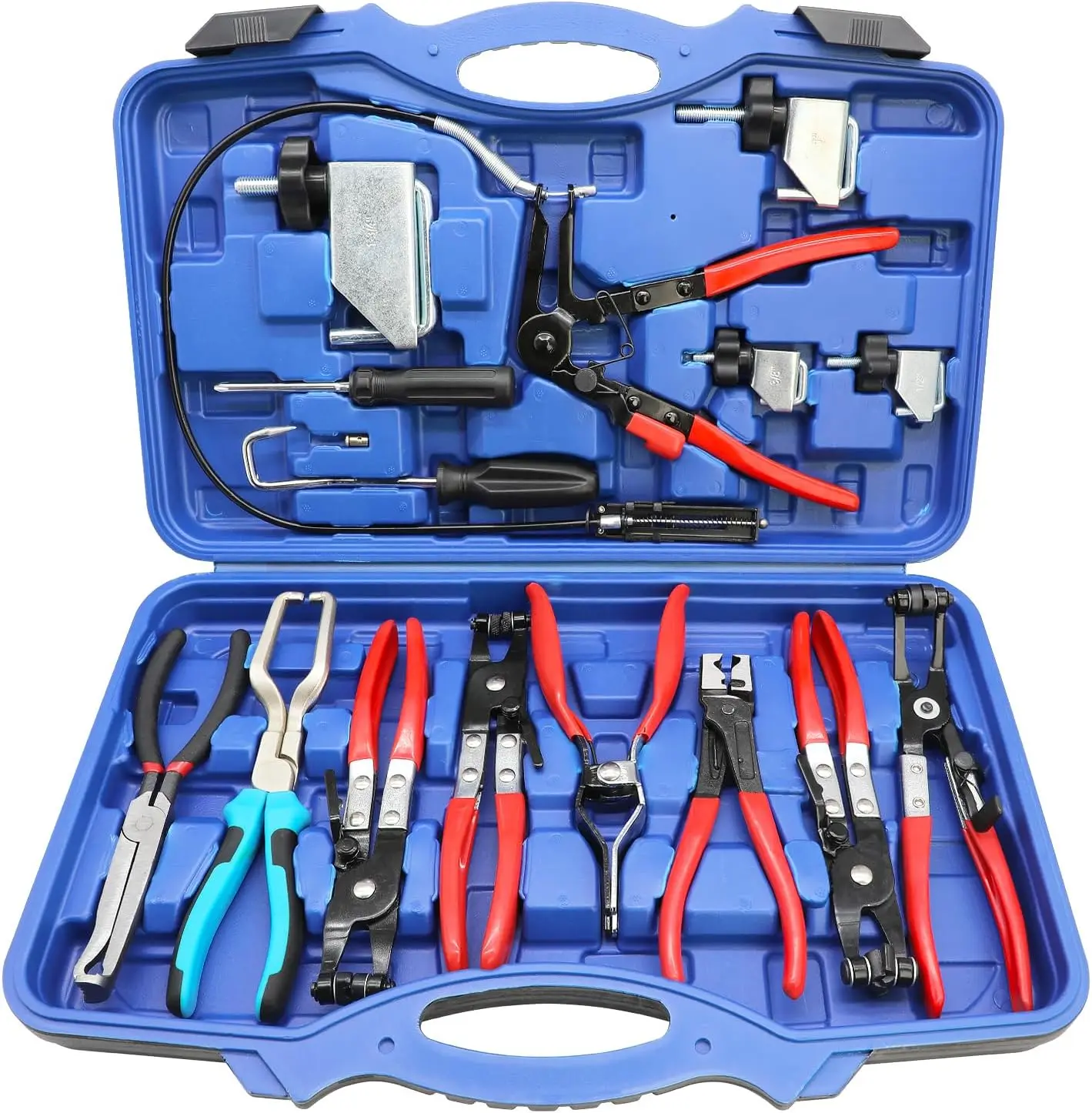 

15Pcs Hose Clamp Pliers Set for Automotive Radiator, Heater, Fuel Lines, with Electrical Disconnect Pliers