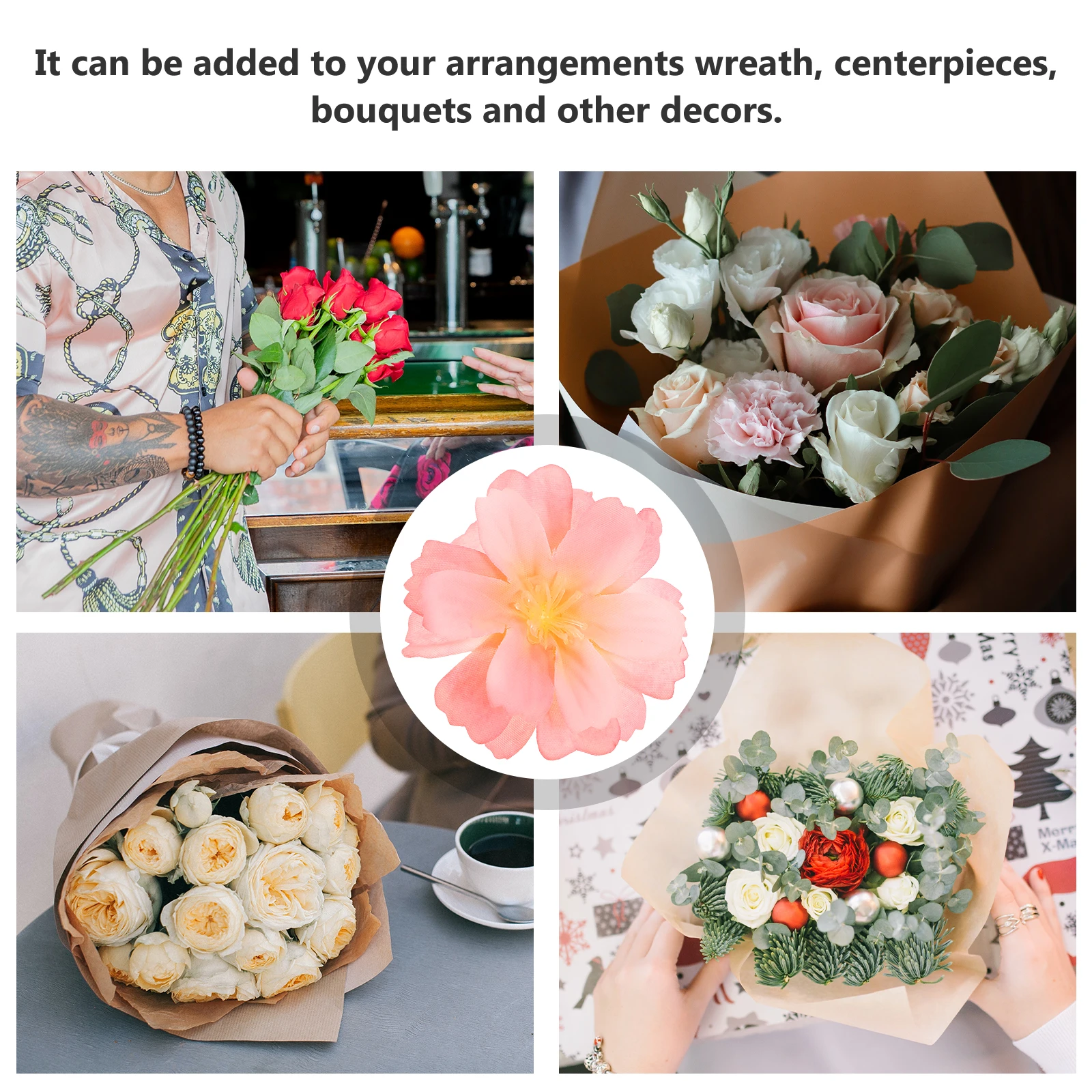 

100pcs Simulated Plum Blossom Artificial Decor Fake Flower Heads for Home Restaurant Decorative Flowers Mini Flower Heads Craft