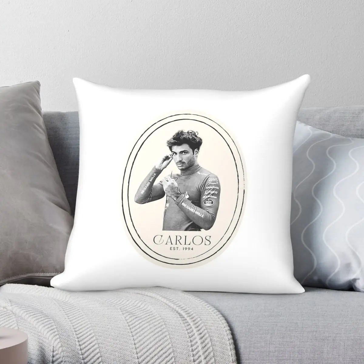 Carlos Sainz Jr. 1994 Square Pillowcase Polyester Linen Velvet Printed Zip Decorative Home Cushion Cover