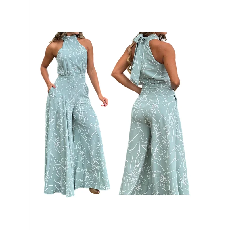 

A83F-Слачные комбинезоны для женщин, вечерние, свадебные, для гостей, большие размеры, комбинезоны без рукавов, широкие длинные брюки