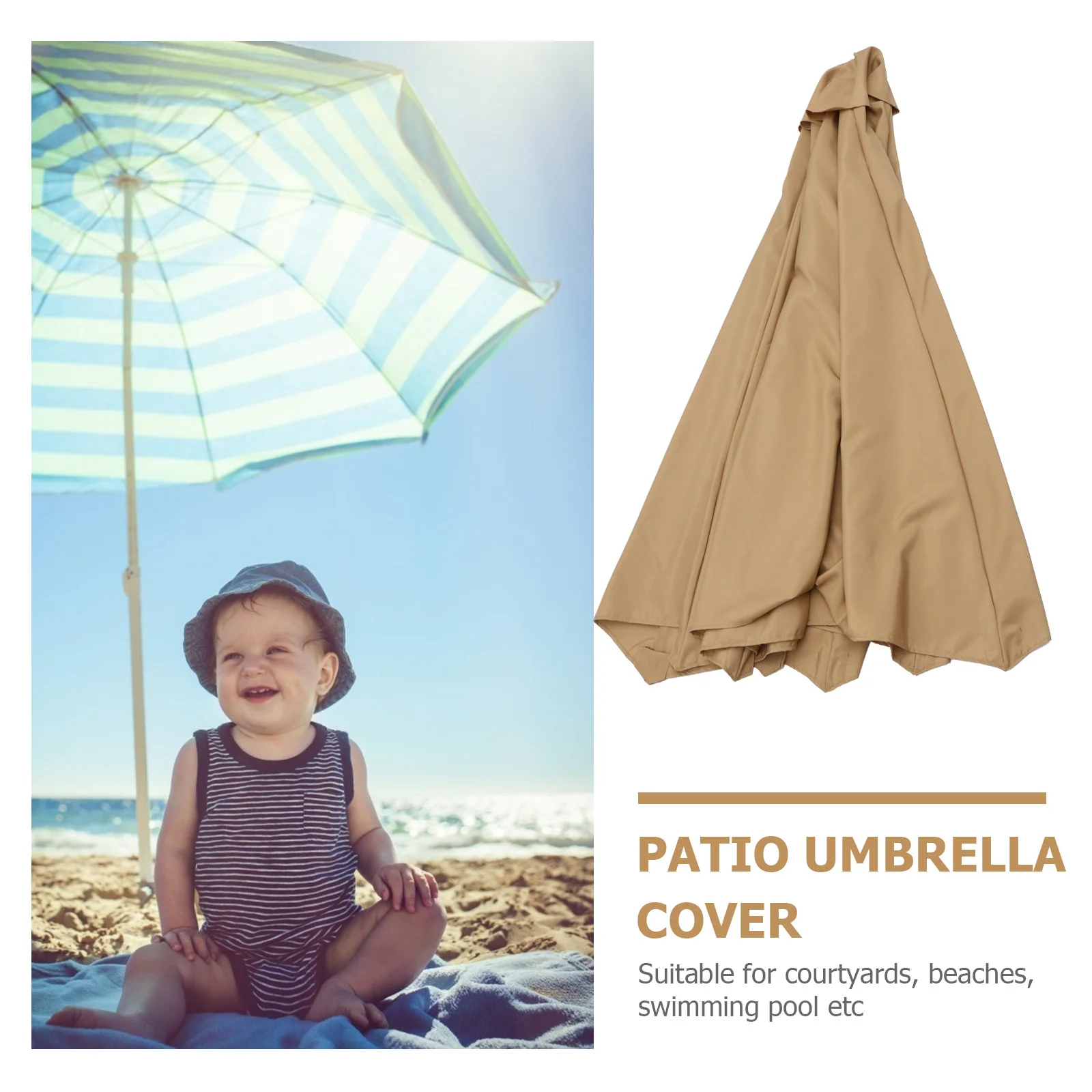 

1pc Parasol Cover for 8-bone Umbrella Stand Polyester Fabric Waterproof Sunshade Outdoor Garden Beach Pool Patio Umbrella