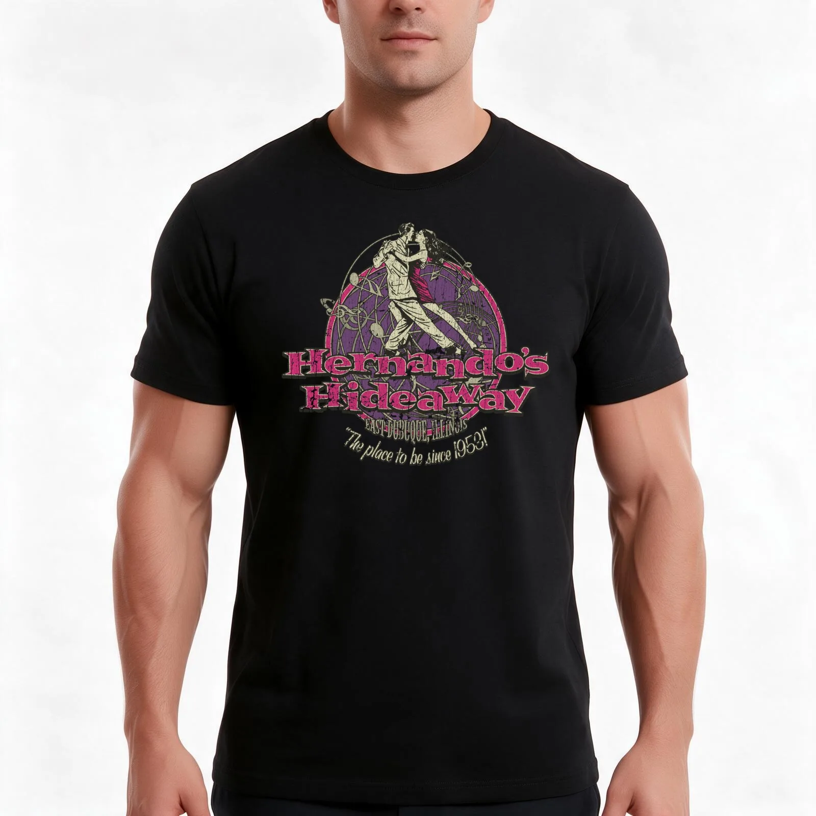 Hernando's Hideaway T-Shirt, Summer Casual Cotton Tee, Oversized Streetwear Tops, Vintage Graphic Print, Loose Fit Short Sleeve