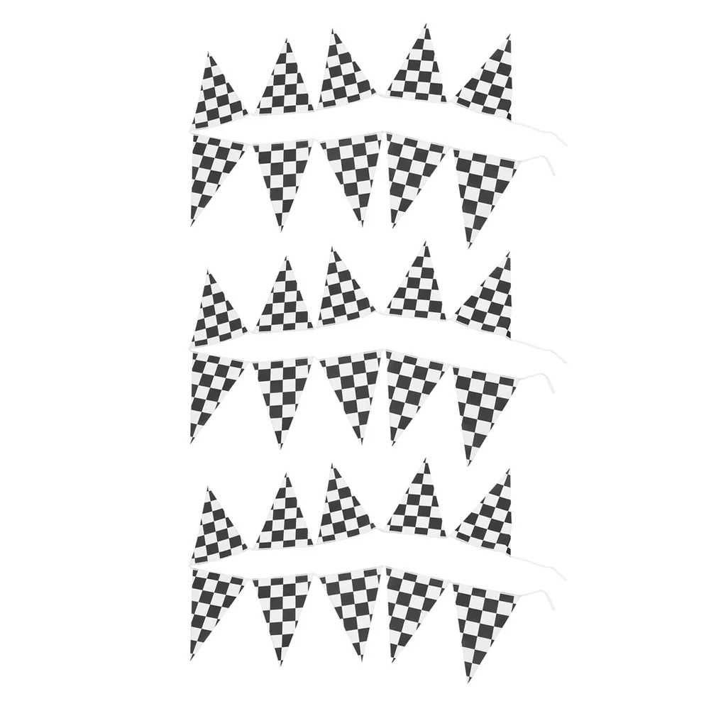 

3Pcs Black White Checkered Racing Flags Pennant Banner Triangle Flags Race Car Party Decor Start Flag Race Car Party