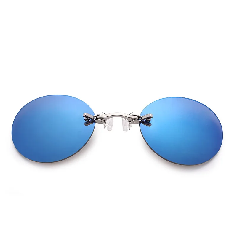 NONOR Nose Clip Sunglasses Metal Small Round Frame Mini Portable Sun Glasses for Men and Women Sunglasses Clip