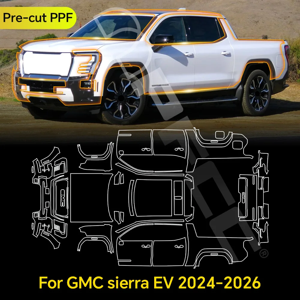 

For GMC sierra EV 2024-2026 TPU Anti-Scratch Paint Protection Film Car Body Pre-cut PPF Clear Bra Resistant Repairable Invisible