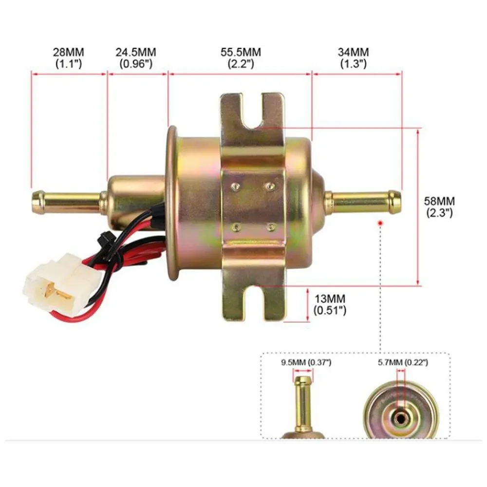 Universal 12V  Electric Fuel Pump Low Pressure Bolt Fixing Wire Diesel Petrol HEP-02A For Car Carburetor Motorcycle ATV