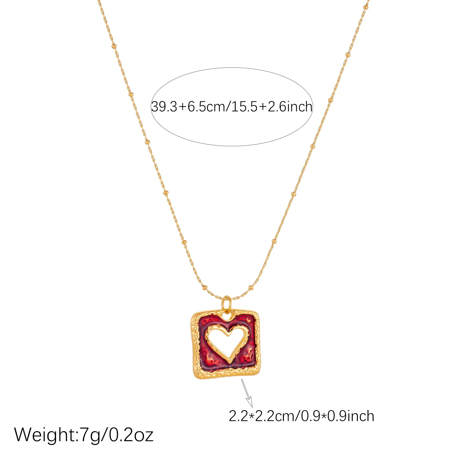 Stainless Steel Unique Square Heart Pendant Necklace For Women Girl Fashion New Trendy Jewelry Accessory Gift Party