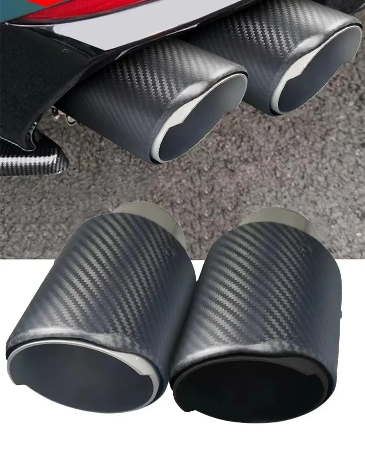 Car accessories carbon fiber single straight edge exhaust pipe for Golf BMW Mazda Toyota etc exhaust  tips