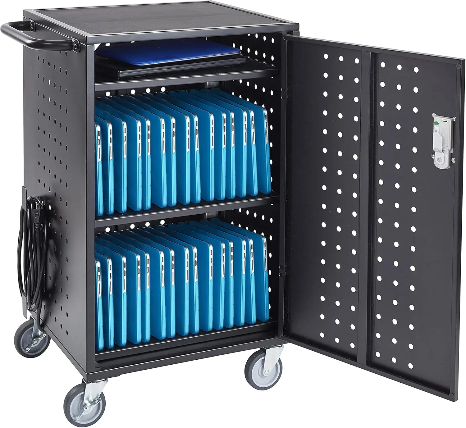 

30-Bay Charging Cart, Classroom Storage, Black