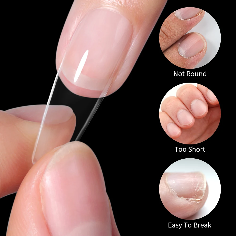 8 Style Clear Acrylic Long Fake Nails Capsules Almond French Full Half Cover False Nails Artificial Nail Soft Gel Manicure Tools 5