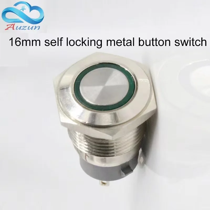 

16 мм самоблокирующийся металлический кнопочный переключатель 6 В/12 В/24 В/220 В напряжение большой ток 5 А красный зеленый желтый синий белый