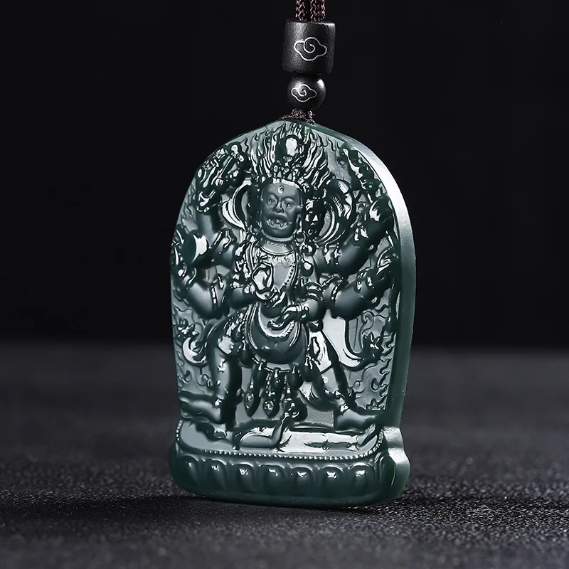 

Natural Xinjiang Hetian Jade Yellow God of Wealth Pendant Sapphire Six-Arm God of Wealth Necklace Men's and Women's Jade Pendant