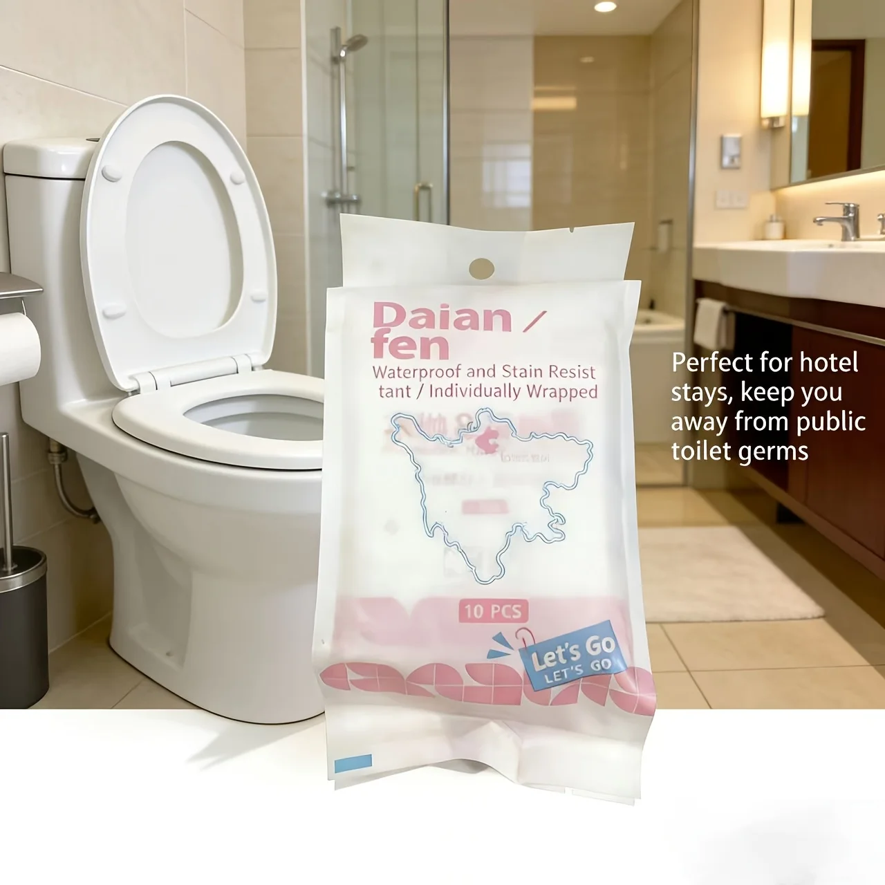 

10-pack of toilet seat covers – essential for business trips: stain-resistant, dirt-proof, antibacterial, water-resistant – indi