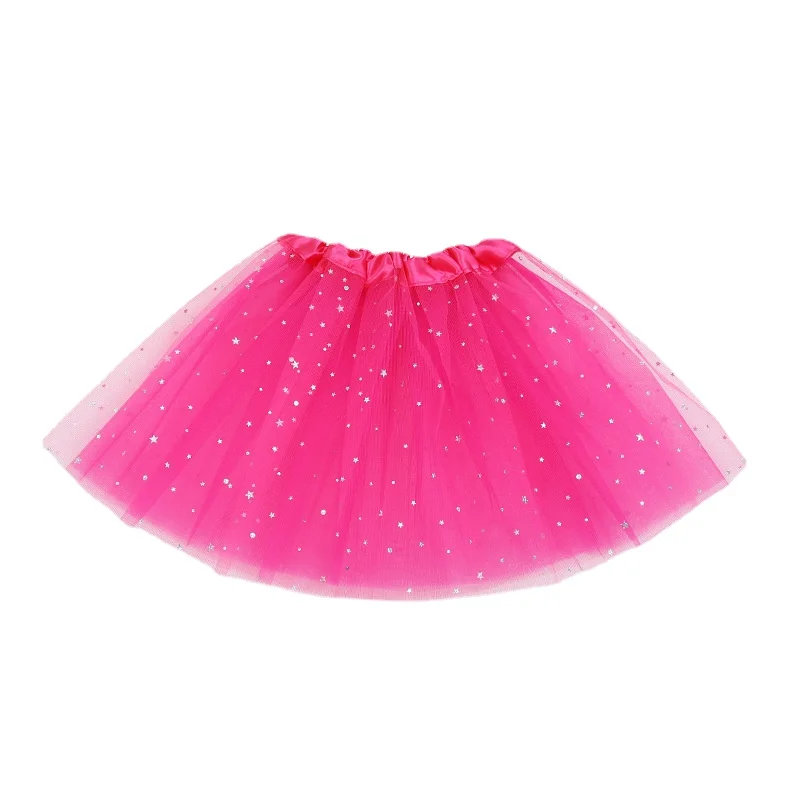 Girls Tulle Star Short Tutu Skirt Children Fancy Ballet Dancewear Party Costume Ball Gown Mini Skirt 3 Layers Toddler Pettiskirt