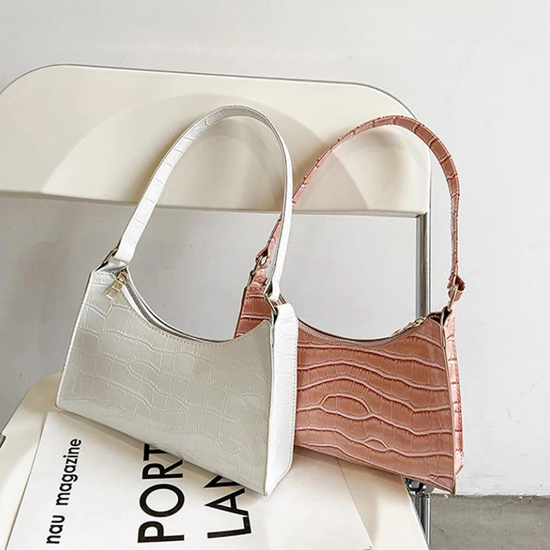 Fashion Stone Pattern Female Shoulder Bags Women Underarm Small Square Bag PU Leather Trend Handbag