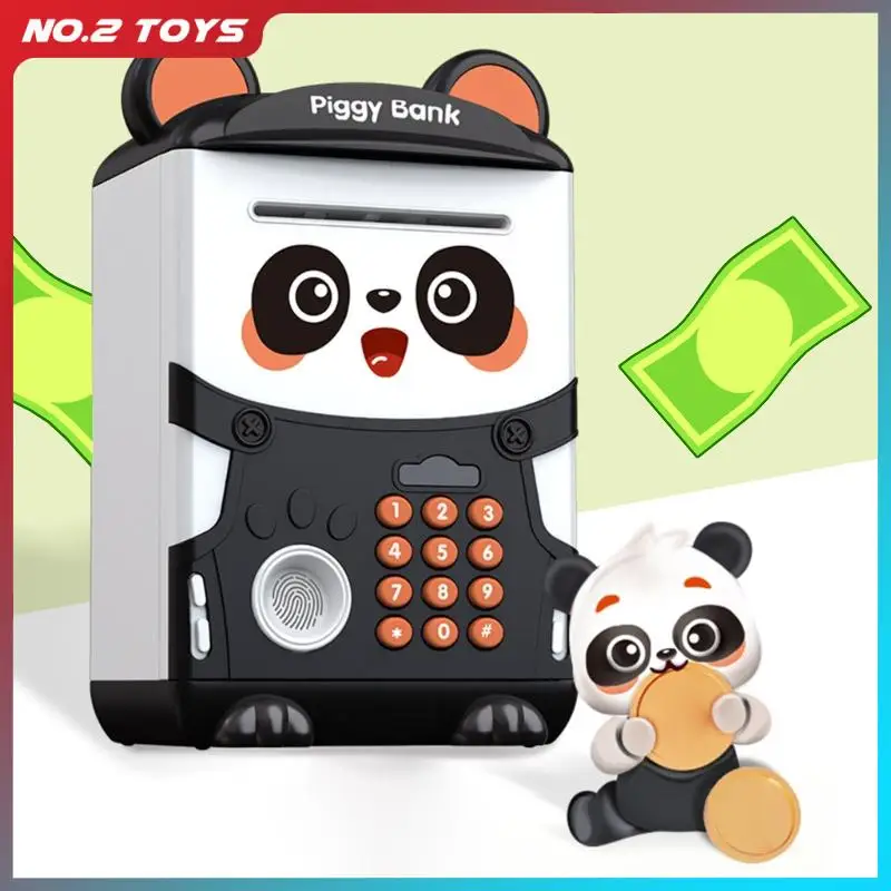 Cartoon Panda Piggy Bank Cash Coin Safe Money Saving Box ATM Bank Password Fingerprint Piggy Bank Toy for Children Birthday Gift