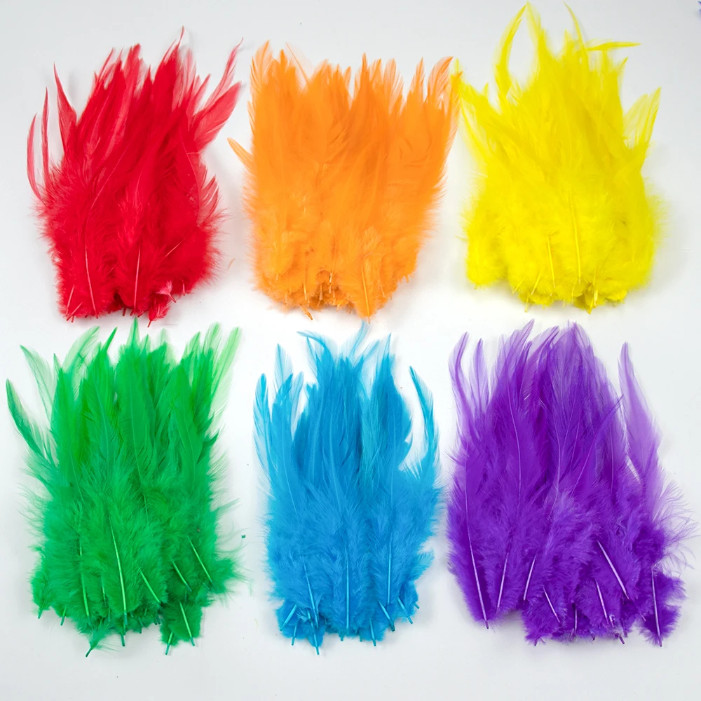 50/100/500Pcs/Lot Rooster Feathers Wholesale 10-15cm Colored Chicken Plumes for Crafts Carnival Wedding Decoration Feather