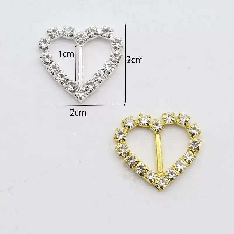 10pcs heart buckle with horizontal bar for invitation ribbon slider 15mm