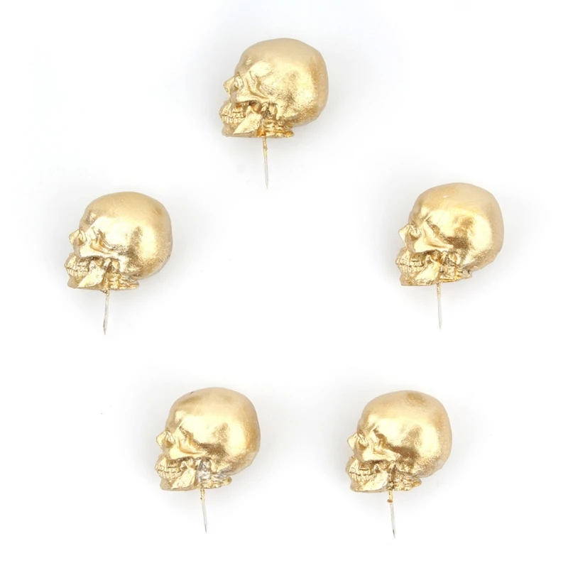 5 ชิ้น/กล่อง Resin Skull Thumbtack Drawing Pins Pushpin Cork Board Photo Wall แผนที่เครื่องหมาย School Supply