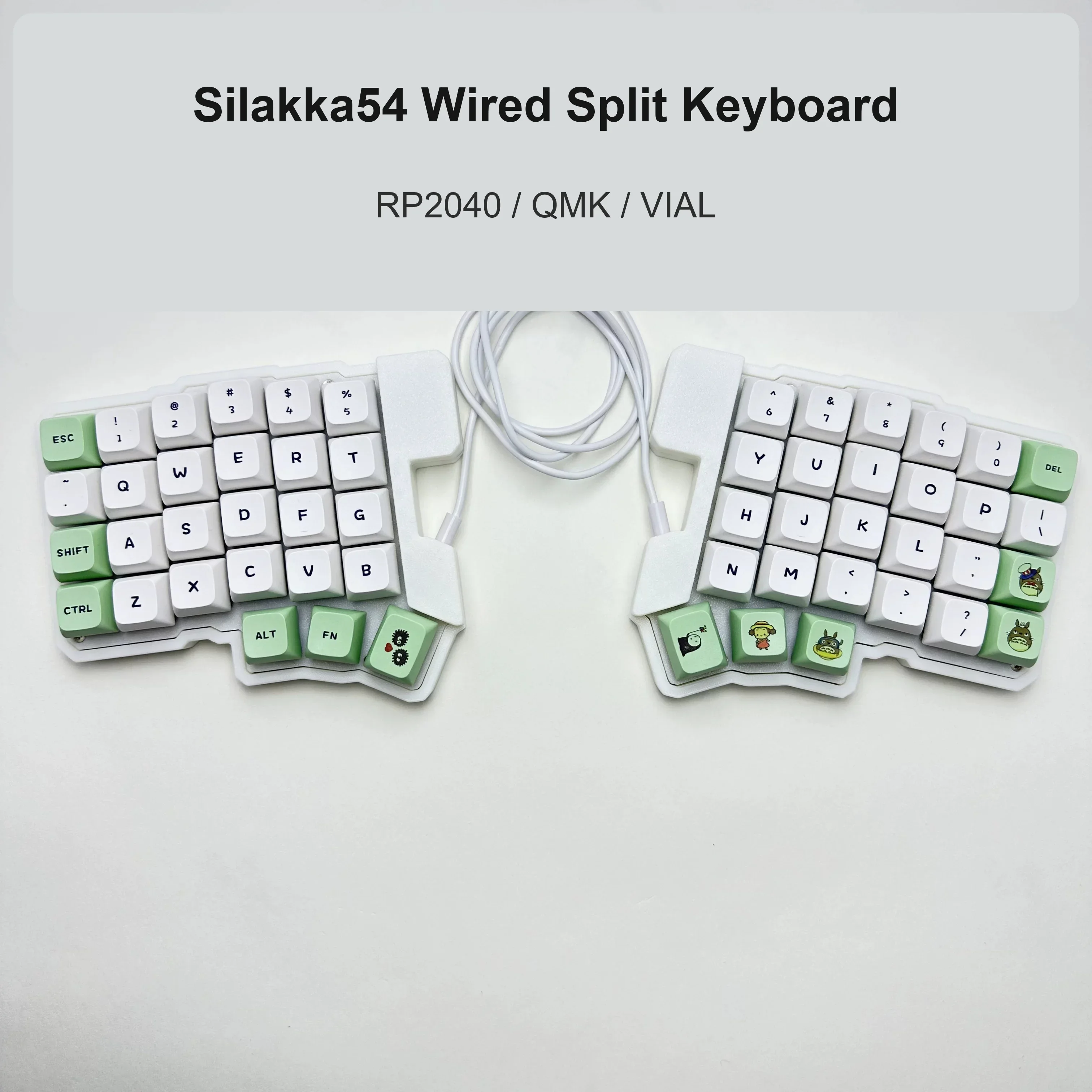 Silakka54 Wired Split Mechanical Keyboard with Case RP2040 QMK VIAL Hot Swappable Ergonomic Keyboard