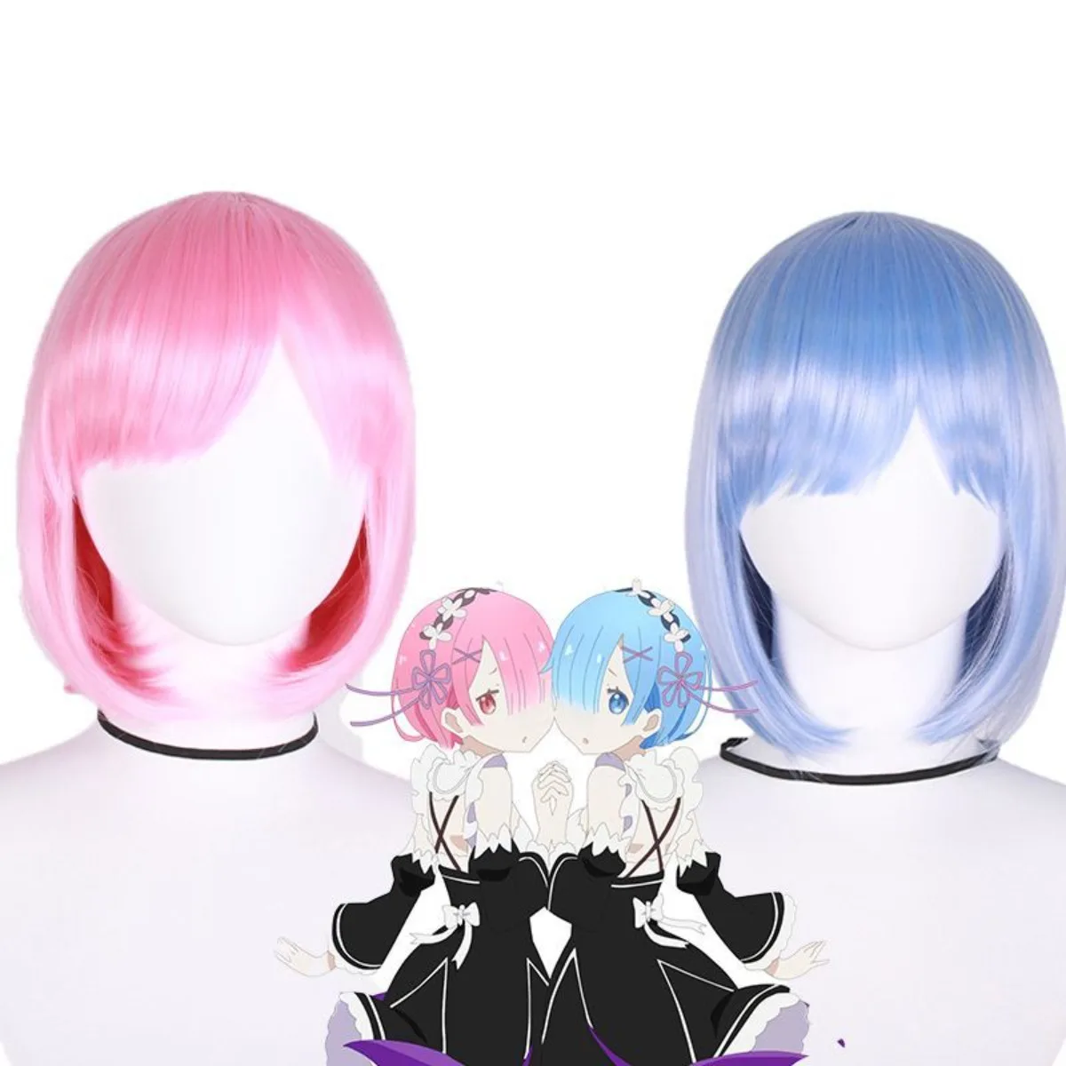 Rem & Ram Cosplay Wig Set from Re:Zero | No Trim Needed, Raw Hair Texture, Budget-Friendly with Real Photos
