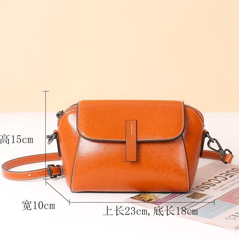 Genuine leather women\'s bag, small bag, shell bag, 2023 new super hot one shoulder crossbody bag