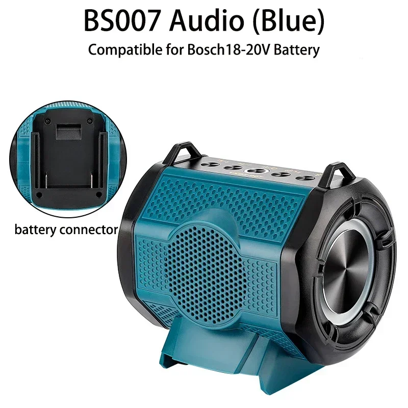 For Bosch 18V Batteries Portable Bluetooth Stereo Rechargeable Compact Speaker with USB Port for Home and Parties（No Battery)