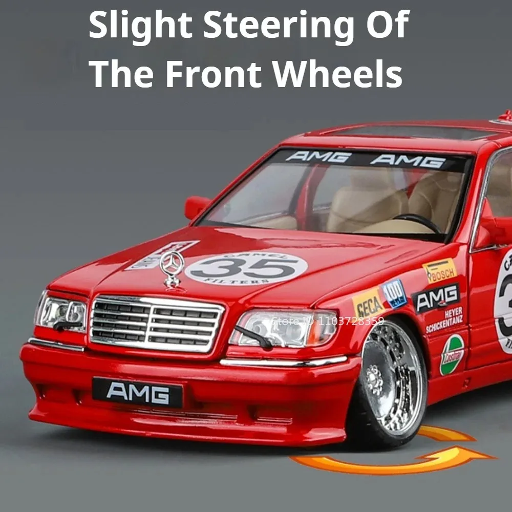 Modèle de voiture jouet en alliage moulé sous pression, échelle 1:24 W140 300SEL 320SEL, son et lumière, portes ouvertes, Absorption des chocs, cadeaux pour garçons