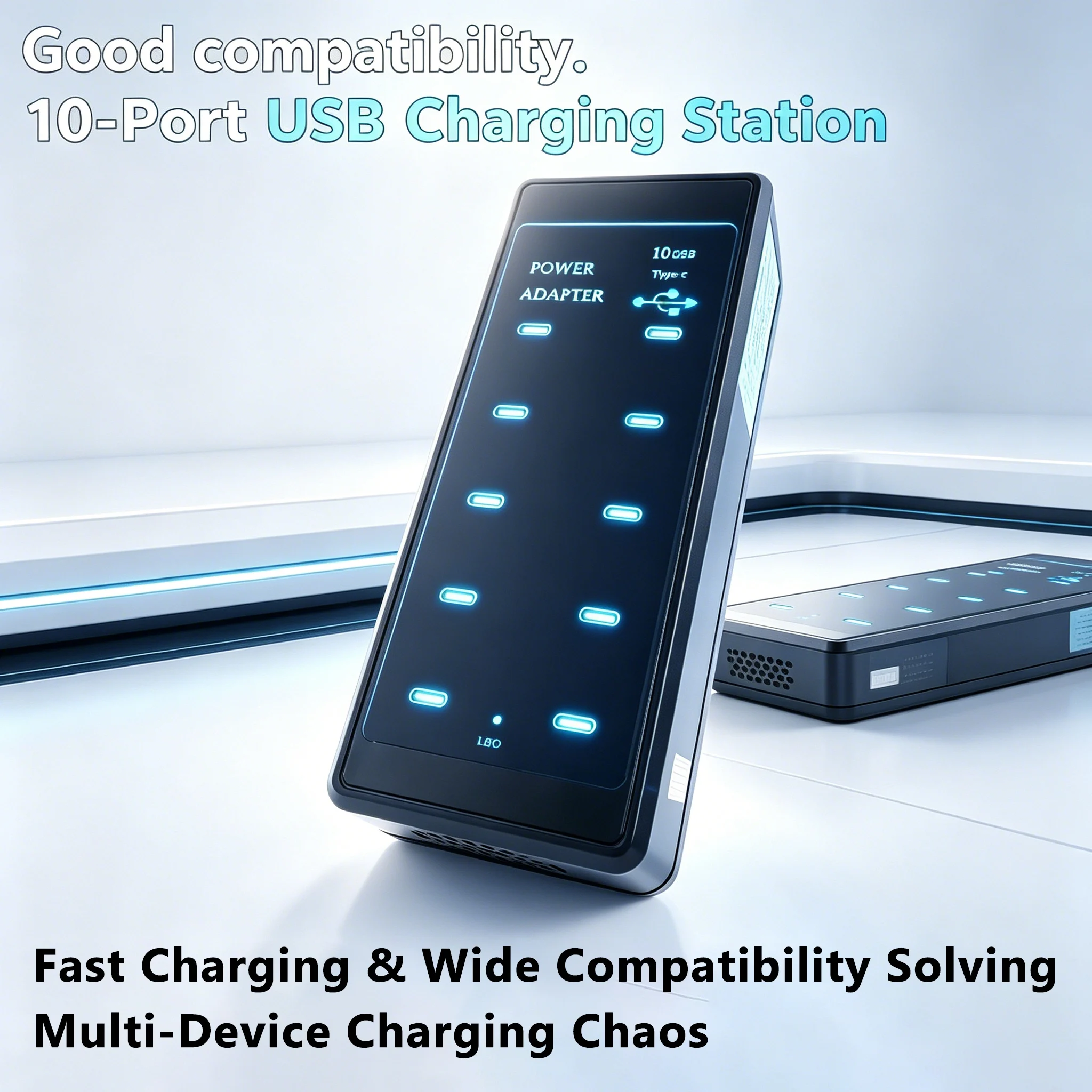 10 Ports USB Charging Station 50W Fast Charger Multi Port Hub Universal Adapter for iPhone Samsung Android Multiple Devices