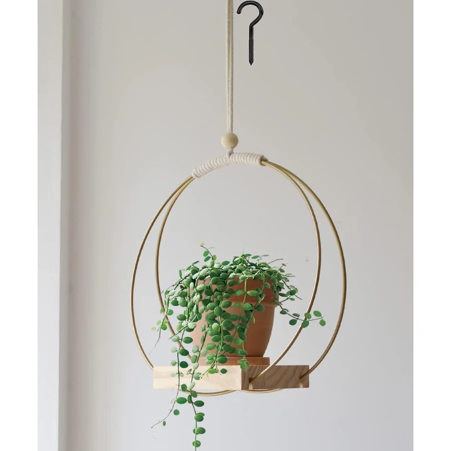 

Boho Macrame Plant Hanger Gold Indoor Use Hanging Pot Not Included
