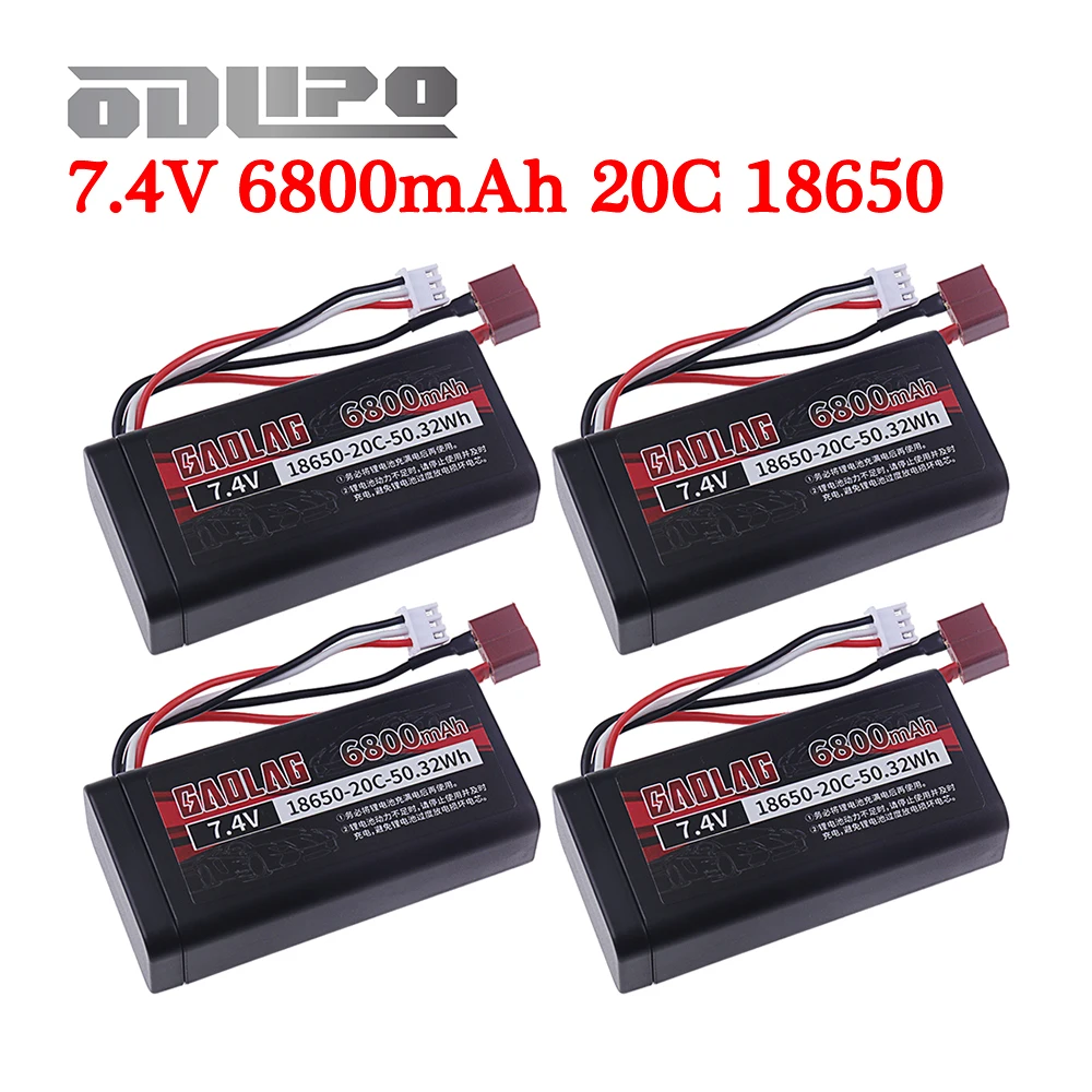 7.4V 6800mAh 20C 18650 Li-ion Battery For Wltoys 10428 12423 12428 RC Cars Trucks Backup Battery 2S 144001 RC Cars Toys Battery