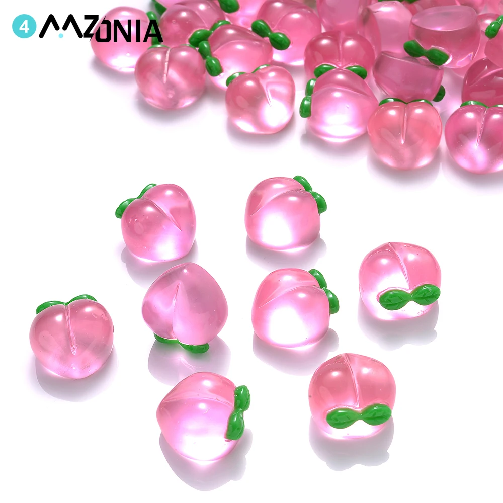 10pcs/lot Transparent Pink Honey Peach Resin Charms For Jewelry Making DIY Bracelet Necklace Decorate Gifts Accessories