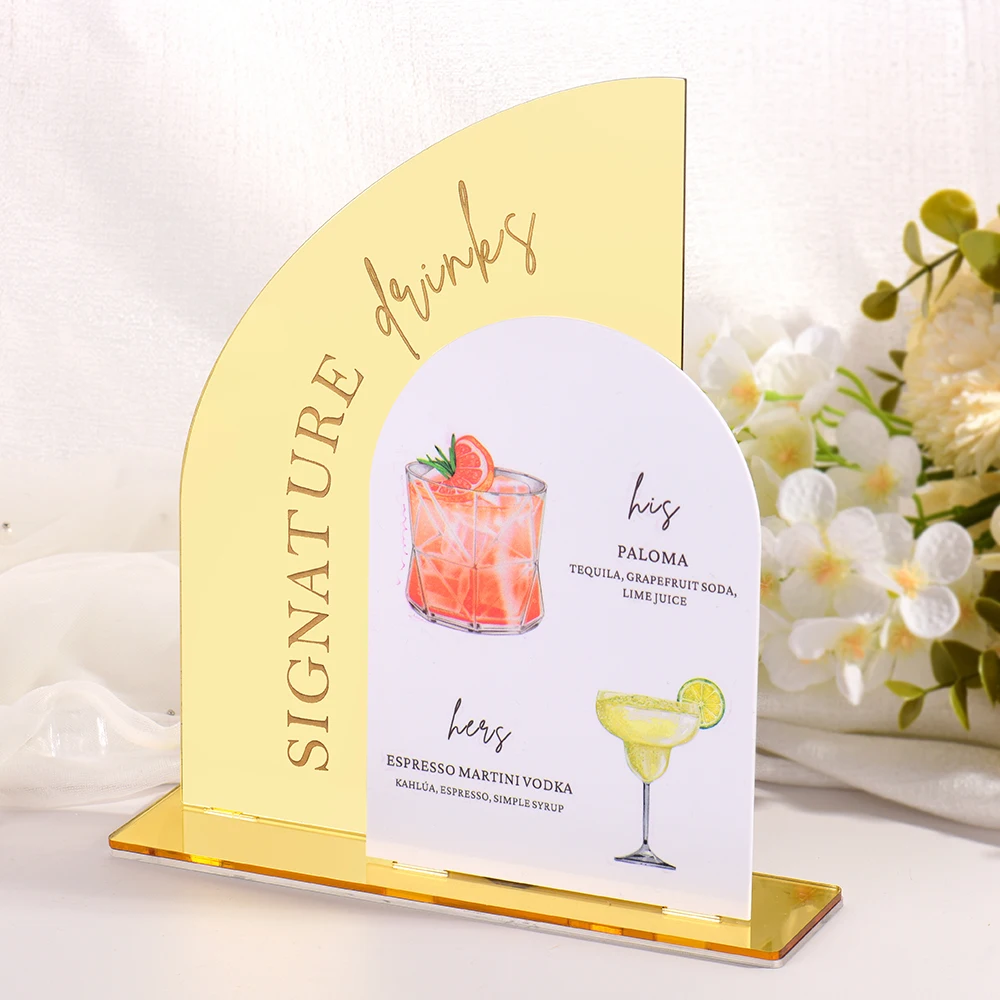 Hochzeits-Signatur-Getränkeschild, maßgeschneidertes Bar-Menüschild aus Acryl, Hochzeits-Cocktails, Signatur-Getränke-Menü, Getränkeschilder für Sie und Ihn