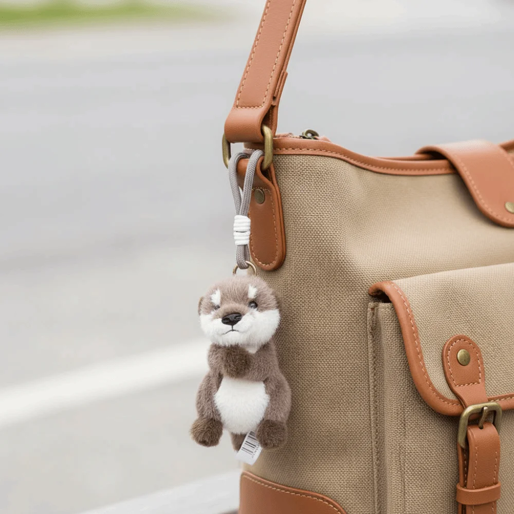 Soft Material Otter Keychain Realistic Look Cute Design Otter Backpack Pendant 15cm Magnetism Otter Birthday Gift view 4