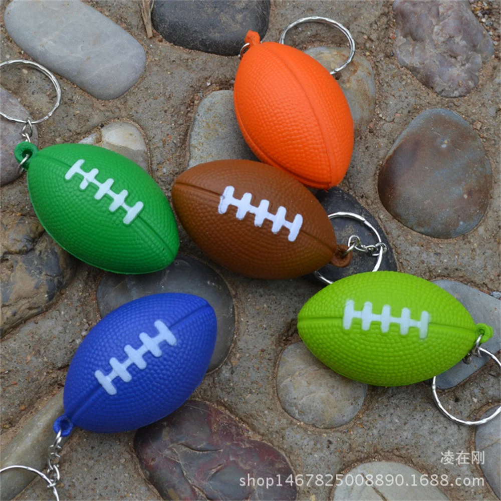 Creative Fan Rugby Key Chain Men Girls Car blue ball pendant Sports gift bag pendant chain