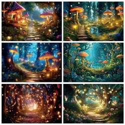 Dreamy Jungle Forest Wonderland Backdrop Fairy Tale Mushroom Photography Background Newborn Baby Shower Birthday Party Decor