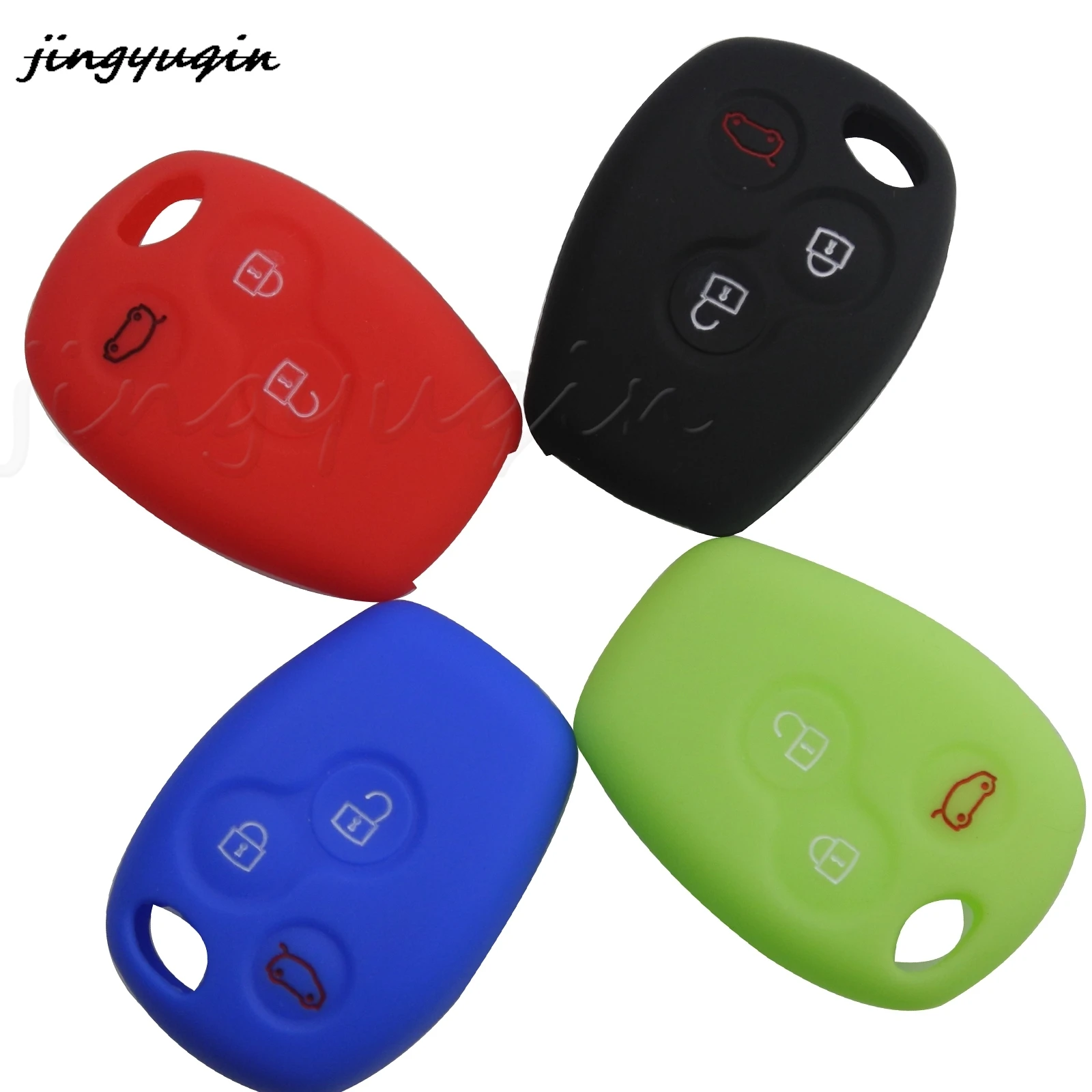 jingyuqin 3 Buttons Key Case Silicone Protect Shell For Renault Clio Scenic Megane Duster Sandero Captur Twingo Modus