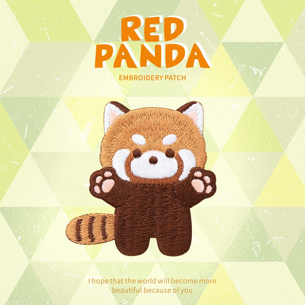 1 Piece Cute Cartoon Red Panda Design Patch Fashion Stick On Patch for Clothing DIY Accessories