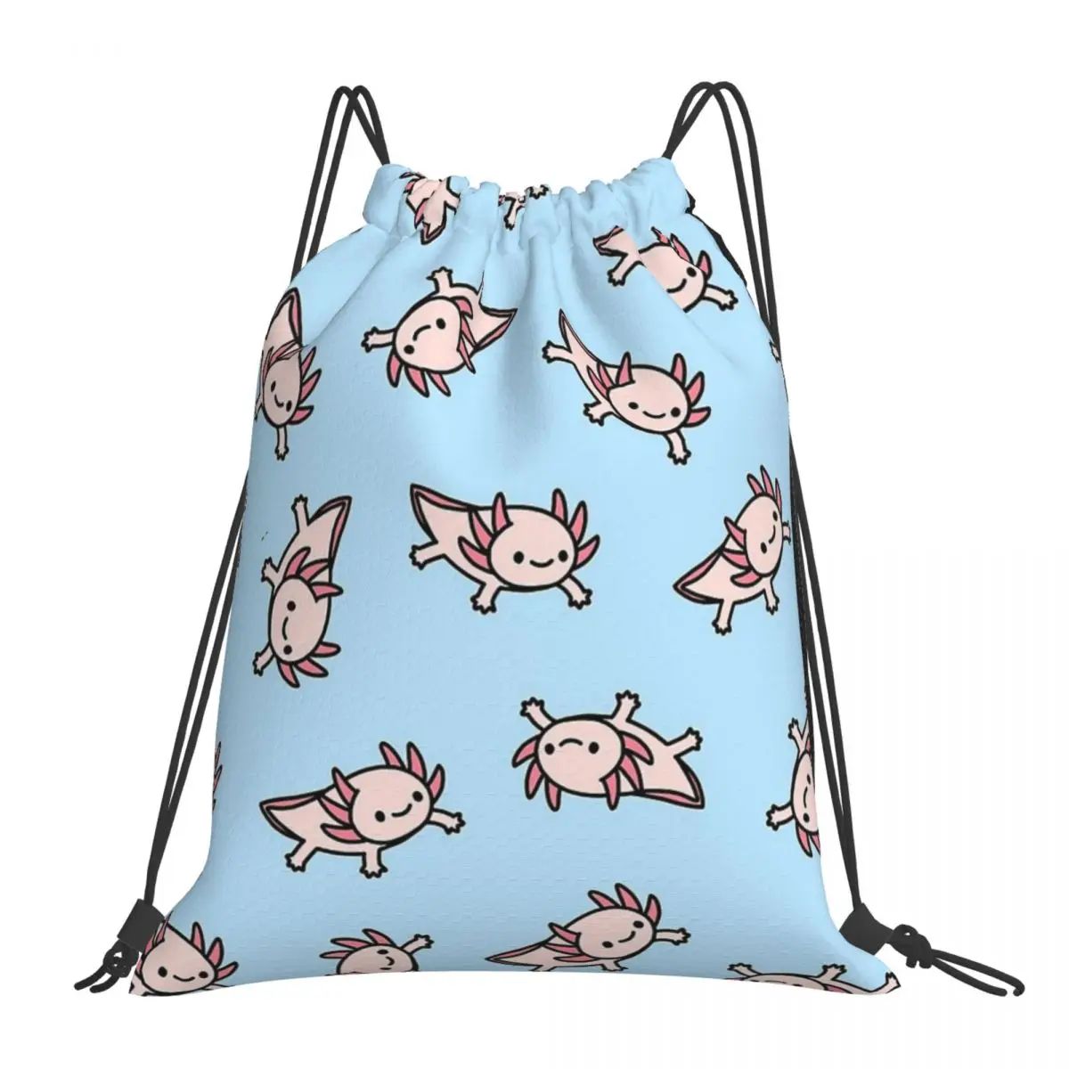 Axolotl Sea Animal Backpacks Fashion Portable Drawstring Bags Drawstring Bundle Pocket Storage Bag Book Bags For Man Woman