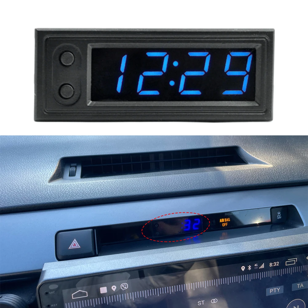 

3 in 1 Car Temperature Clock LED Display Temperature Voltage Detector Luminous Electric Voltage Meter 12V Automobile Accessories