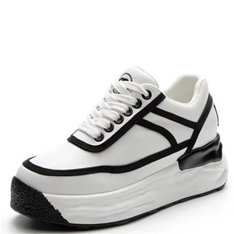 

Женская обувь в стиле поп 7 см, женские кроссовки из натуральной кожи, новый стиль 2025 года, дышащая удобная модная женская повседневная обувь на платформе Spri