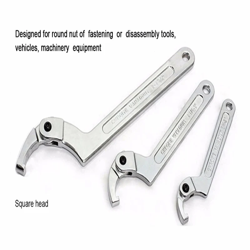 Adjustable Wrench Hook Spanner Square/Round Head CR-V Spanner Key for Round Bolt Hand Tools 19-51/32-76/51-120mm hand tools