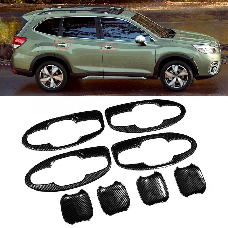 

8pcs Car Door Handle Bowl Insert Plate Trim Fit for Subaru Forester SK 2019 Carbon Fiber Grain Car-styling accessories