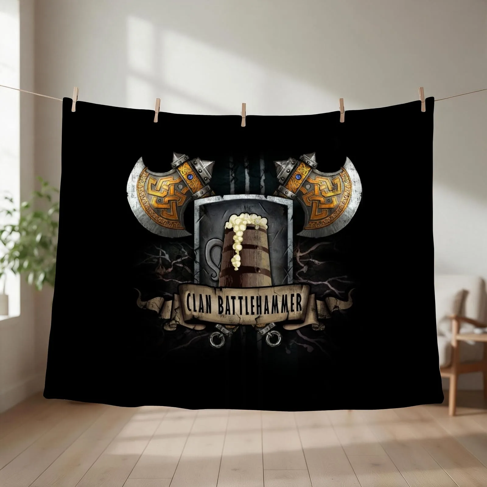Clan Battlehammer Mithral Hall Dwarf Faerun Fourthpeak Frost Hills Throw Blanket