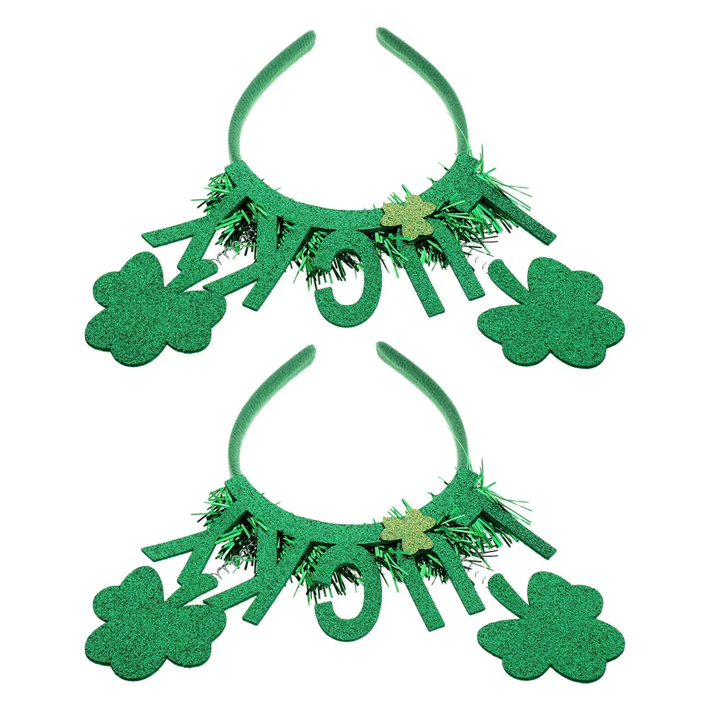 

2 Pcs Headband Irish Festival Photo Prop Hair Hoops Plastic Green Headbands for Women Saint Patrick's Day