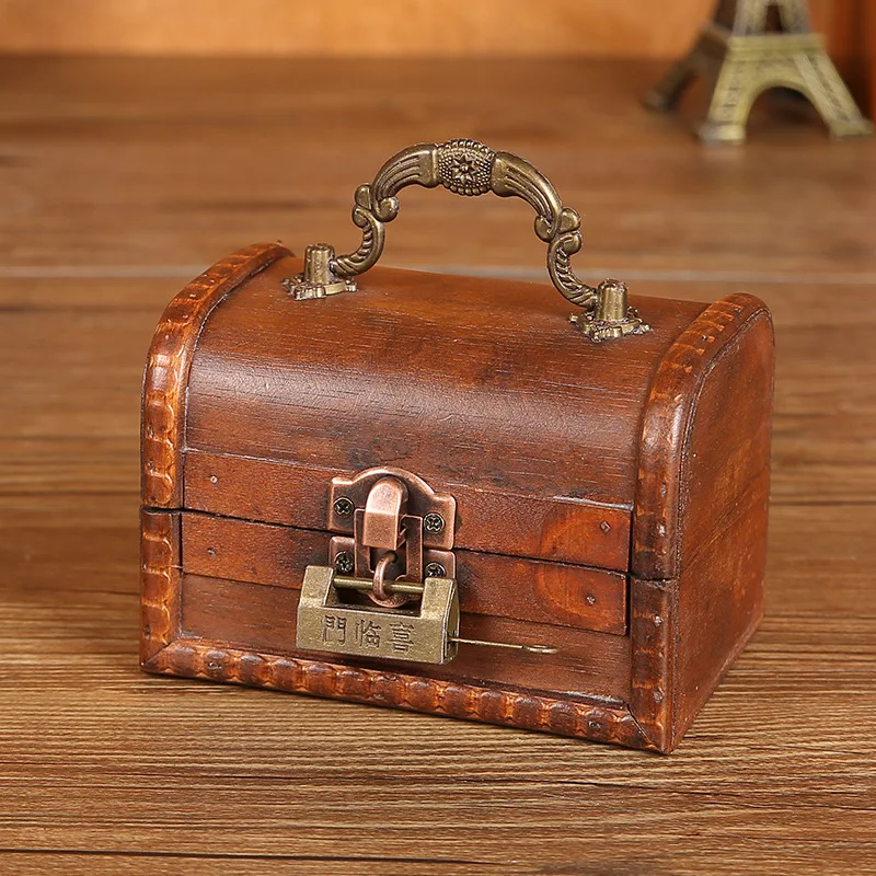 New Retro Storage Wooden Box Necklace Earrings Jewelry Password Lock Hand Storage Box Lock Box