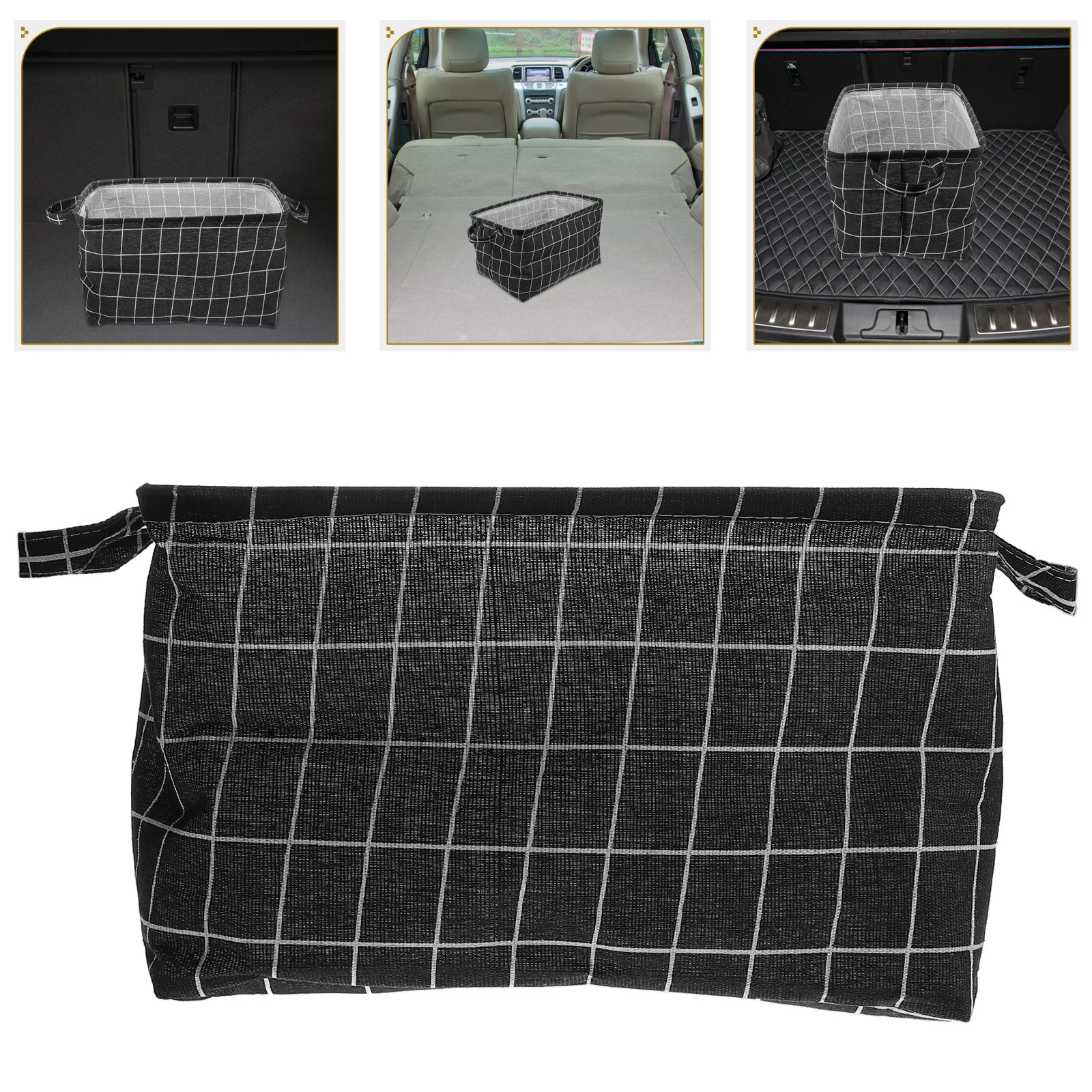 

Foldable Trunk Box Organizer Large Capacity Fabric Collapsible Container For Automotive Home Travel Black Car Box Durable