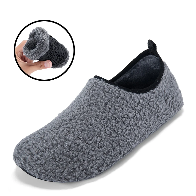 Men's Winter Slip-On Thickened Cotton Warm Cotton Shoes, One-Step Home Cotton Shoes, Flat Non-Slip Casual Dance Cotton Shoes