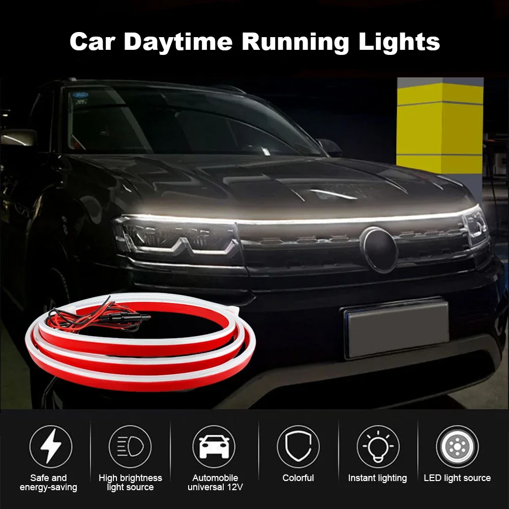 

12V LED Car Hood Daytime Running Light Strip 3000LM Atmosphere Lamp IP68 Waterproof Scan Starting Car Hood Decor Light