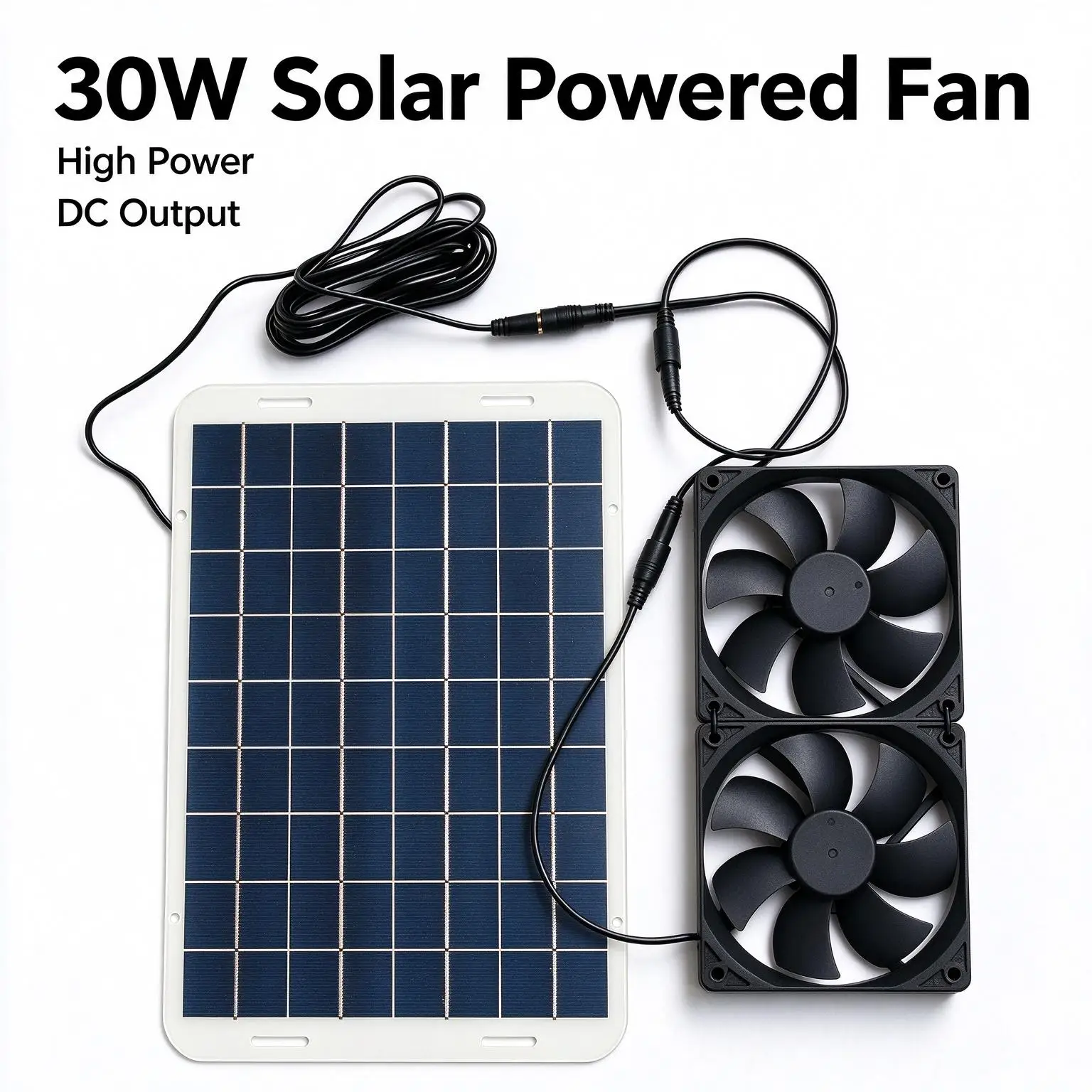30W 12V Solar Exhaust Fans Air Extractor Ventilator Solar Panel Powered Fan for Dog Chicken House Greenhouse Solar Dual Fan